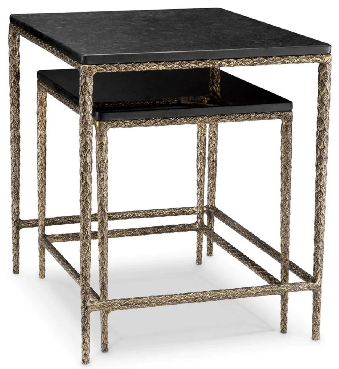 Luxury Side Table Set Vintage Brass / Black - Luxury Living Room & Hotel Furniture