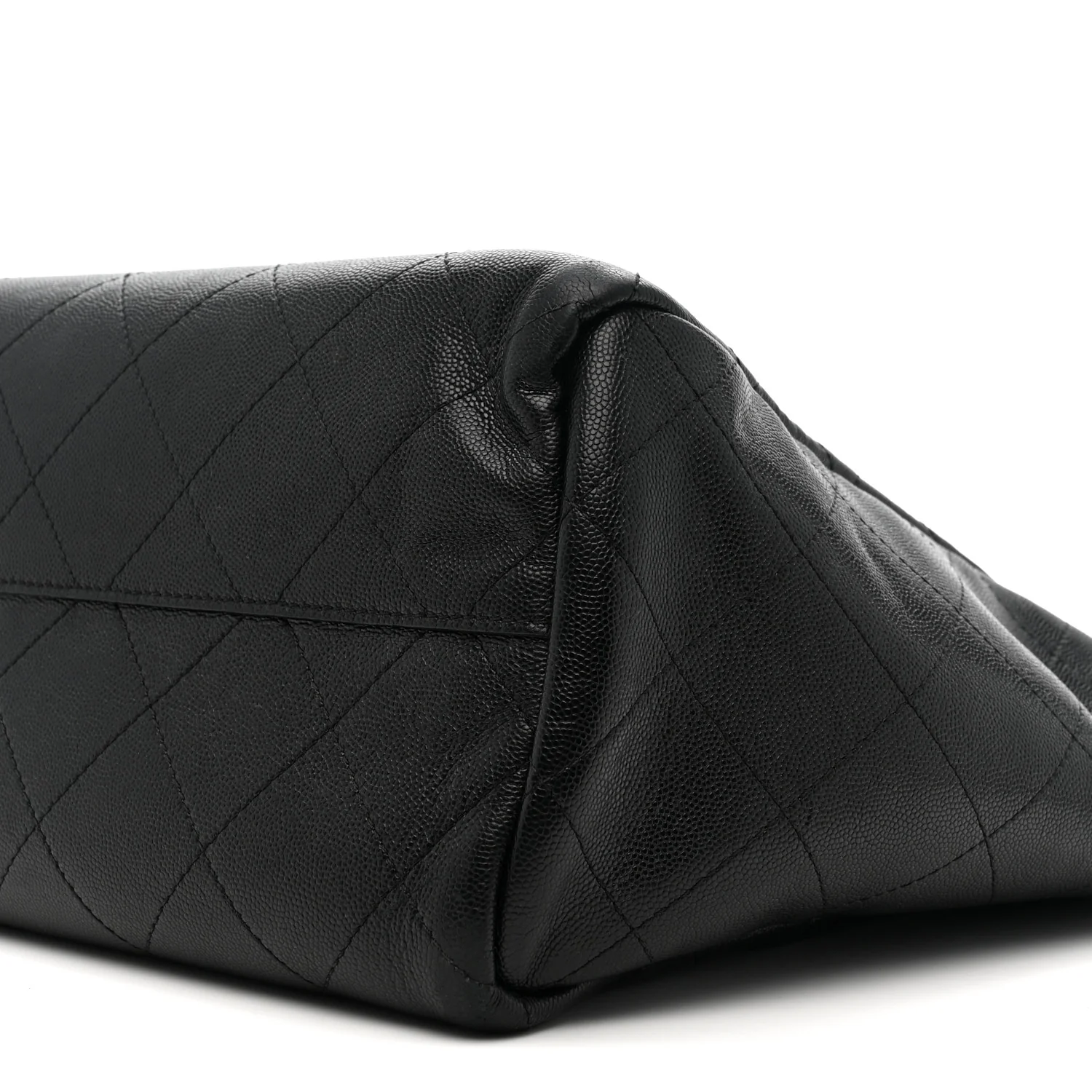 Caviar Stitched Large Lady Coco Shopping Tote Black - Top Club