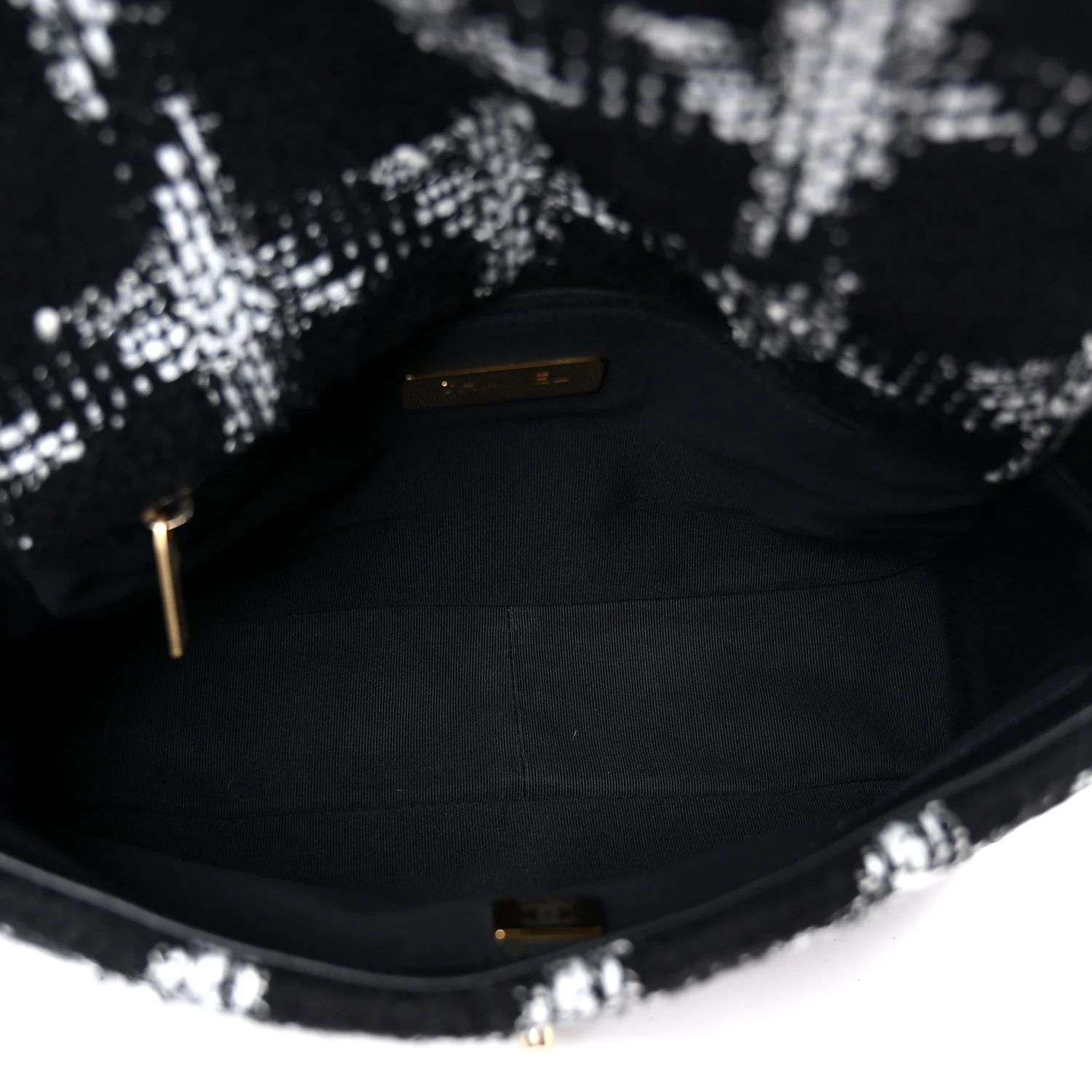 Tweed Quilted Medium Chanel 19 Flap Black White - Top Club