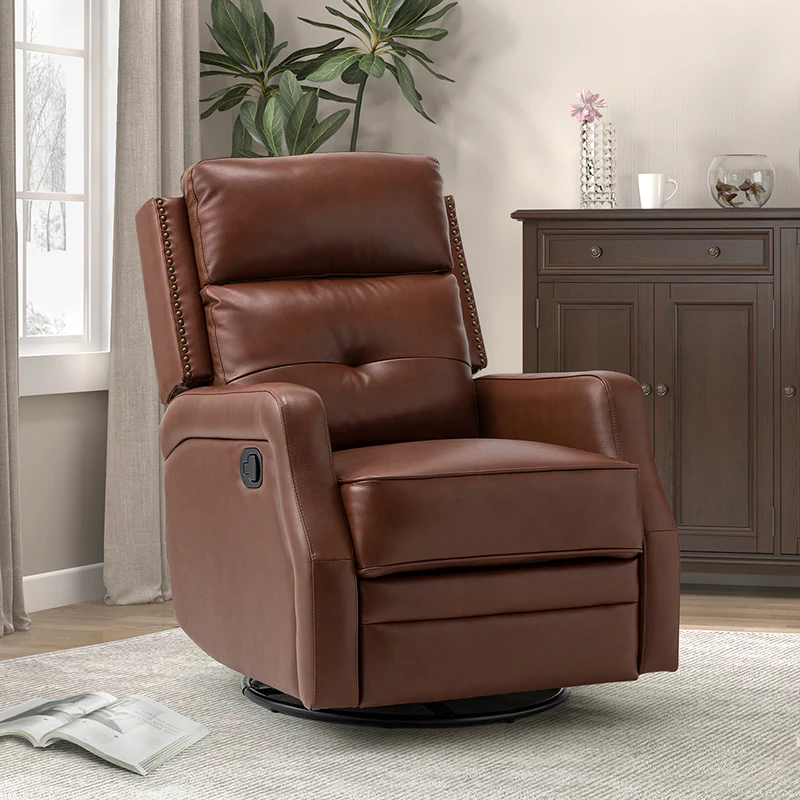 Benito 28.74" Wide Genuine Leather Swivel Rocker Recliner