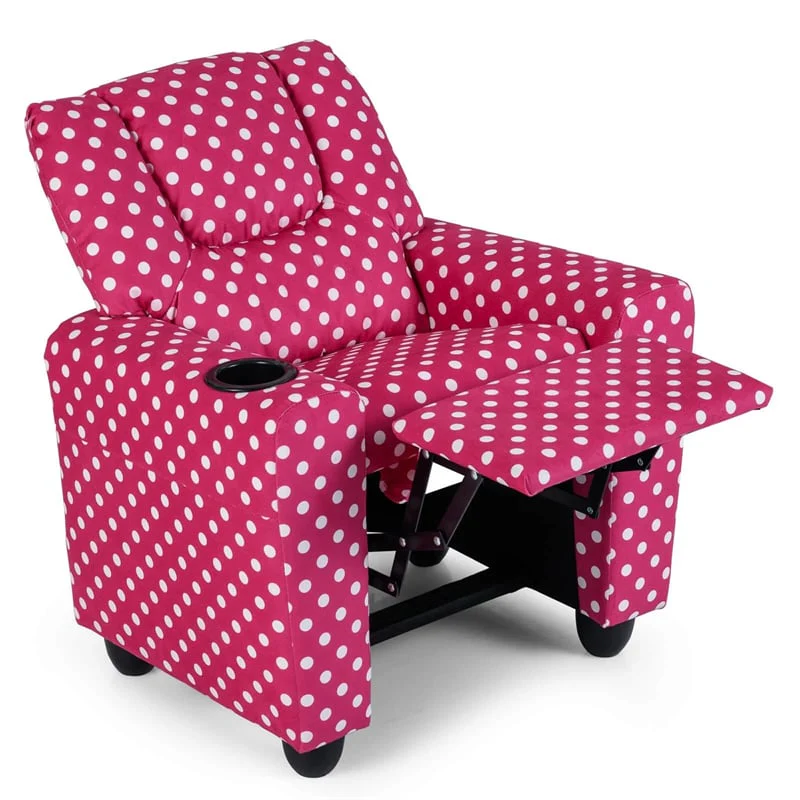 Kids Recliner Chair with Cup Holder & Side Pocket, Adjustable Toddler Lounge Sofa, Ergonomic Children Armchairs for Boys Girls Age 3+, 150lbs