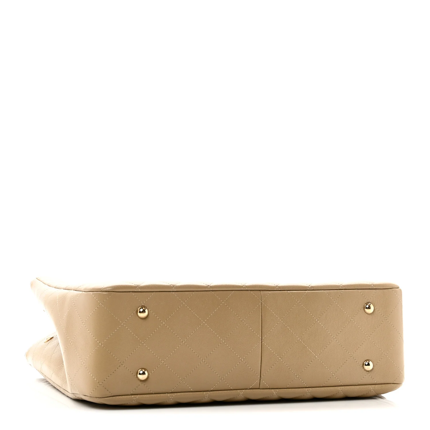 Caviar Quilted Large Shopping Tote Dark Beige - Top Club