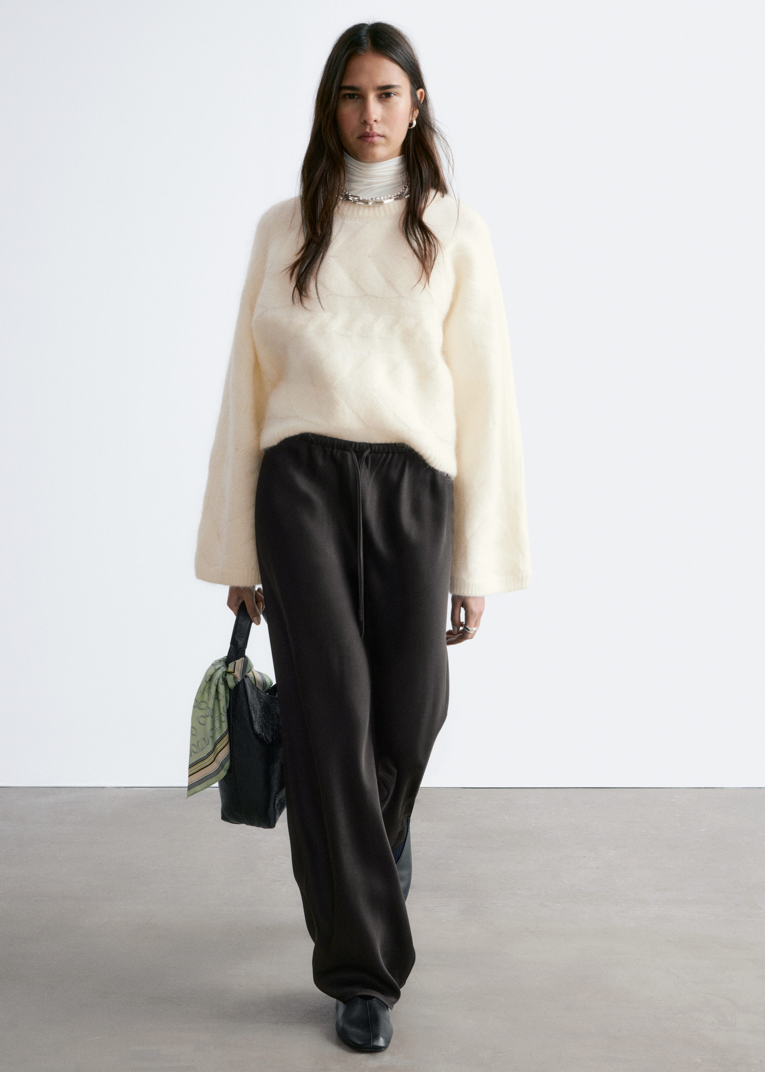 & Other Stories MOHAIR-BLEND CABLE-KNIT JUMPER