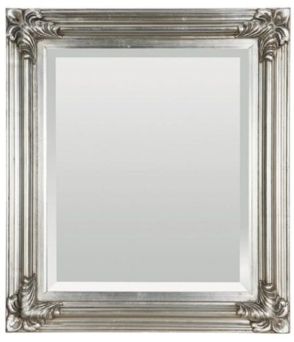 Baroque mirror antique silver 69 x H. 79 cm - Rectangular wall mirror in baroque style - Magnificent antique style wardrobe mirror - Baroque interior - Handmade baroque furniture