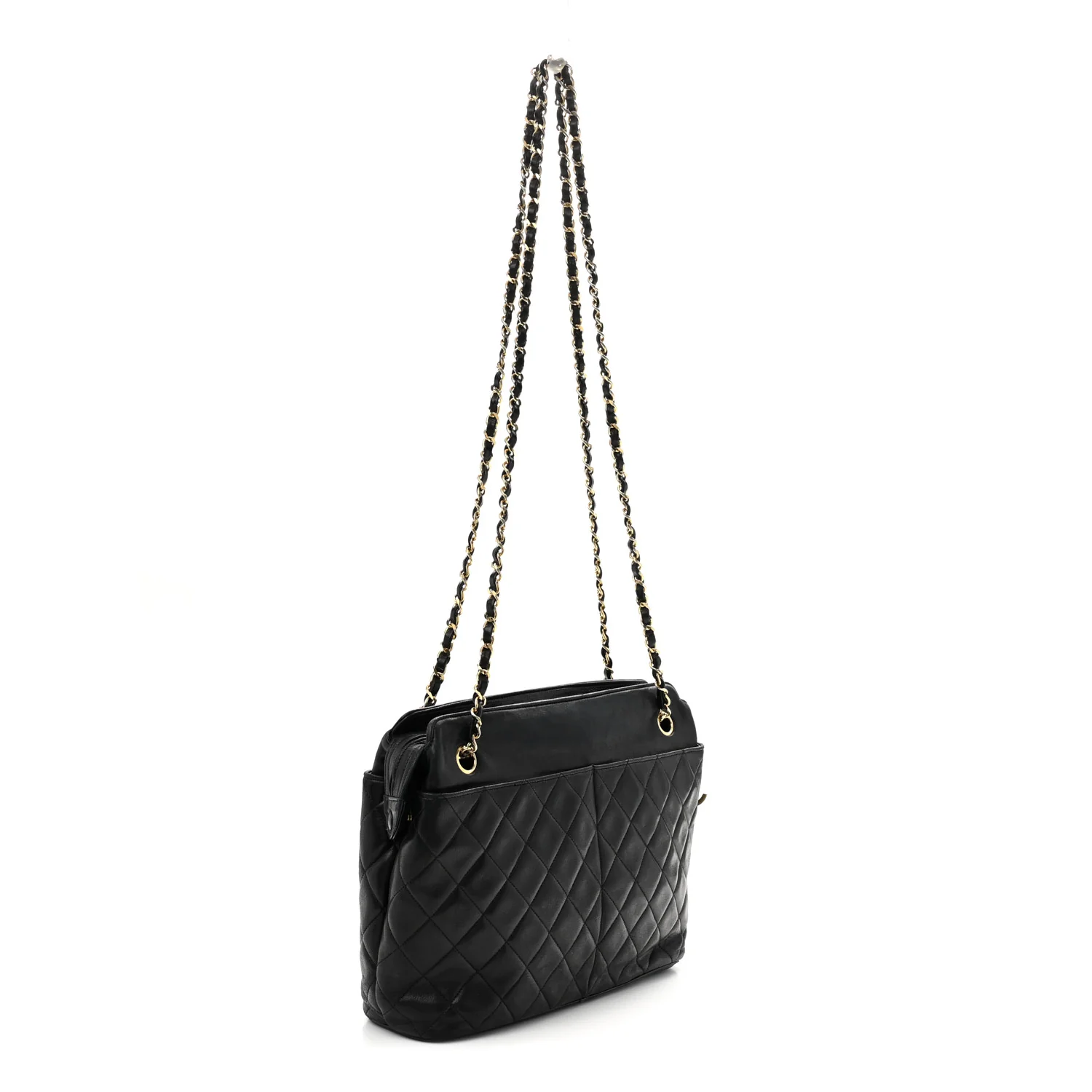 Lambskin Quilted Shoulder Bag Black - Top Club