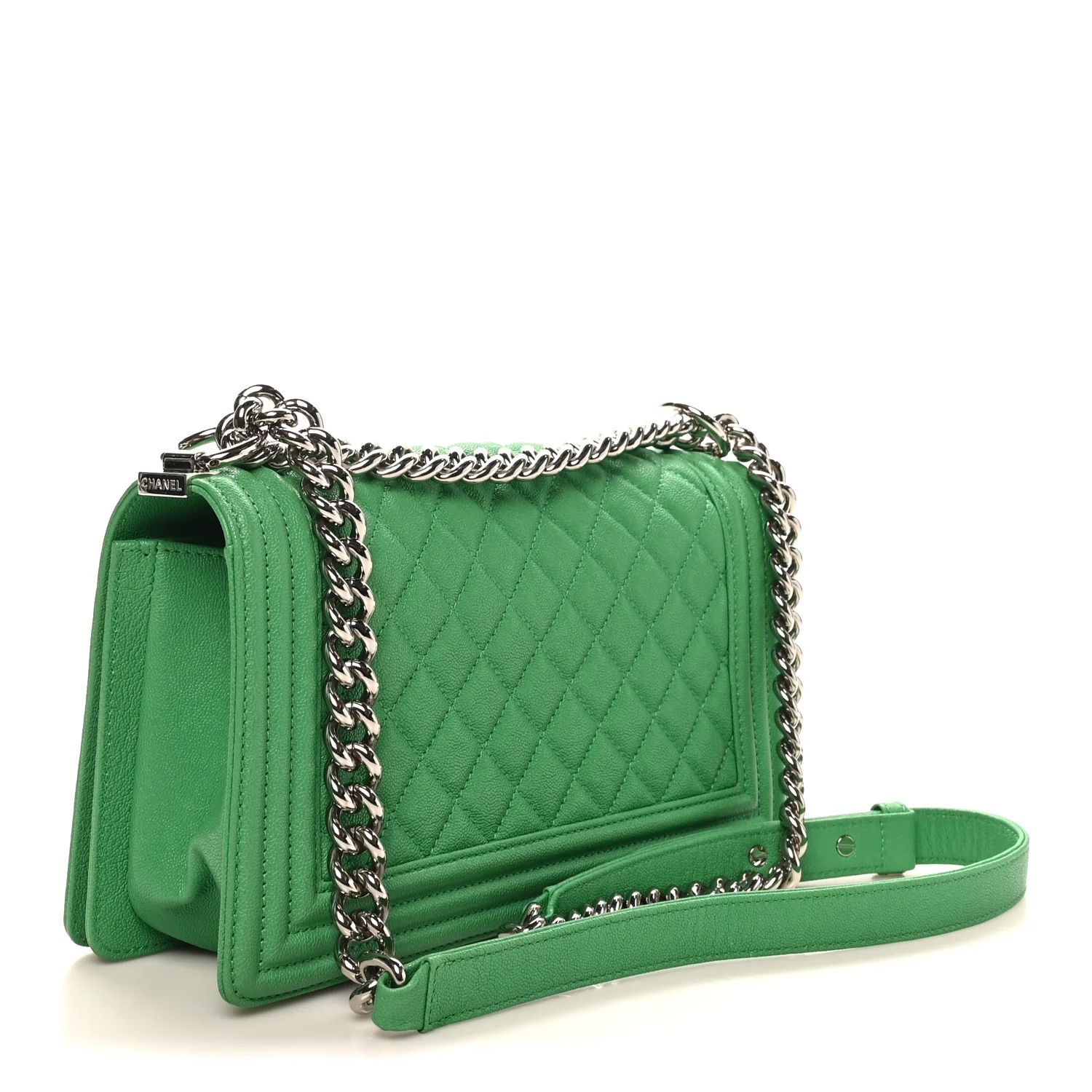 Caviar Quilted Medium Boy Flap Green - Top Club