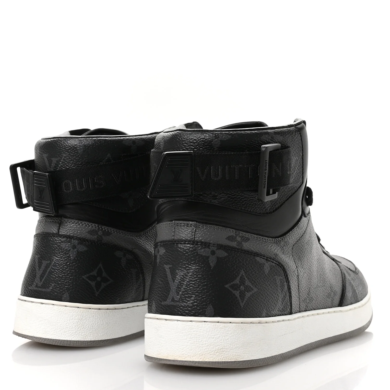 Calfskin Monogram Eclipse Mens Rivoli High Top Sneakers 10 Black Grey - Top Club