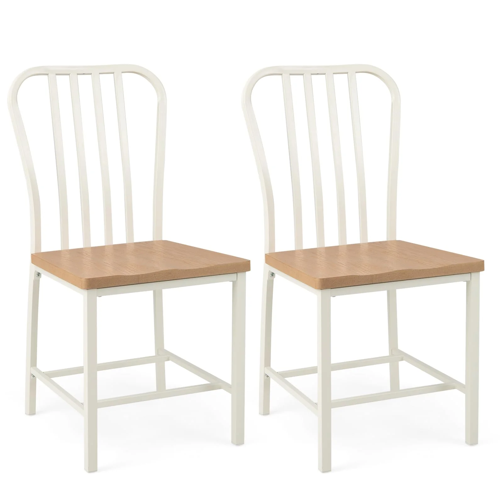 BEFOUNDLOVELY Dining Chairs Set of 2/4 with Slat Back, Solid Metal Frame