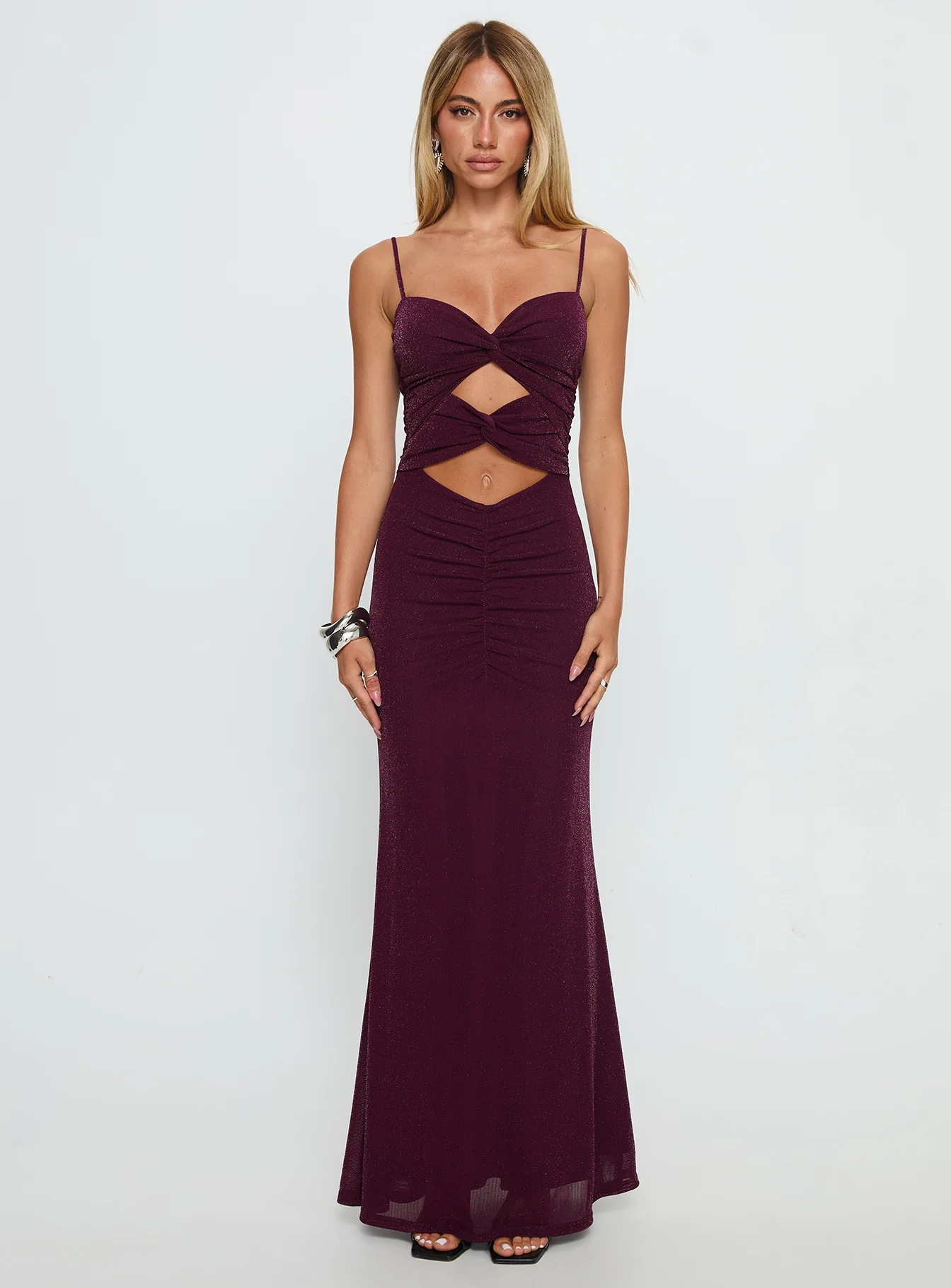 Amilya Cut Out Maxi Dress Plum