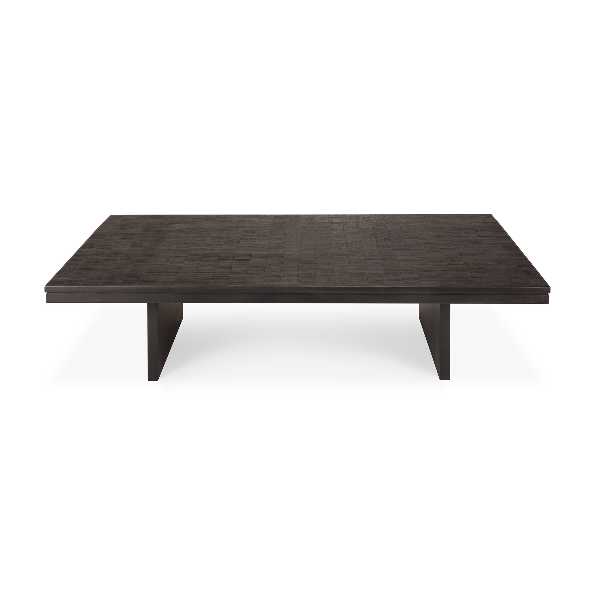 Salontafel Grooves teak zwart/bruin 140x110 cm