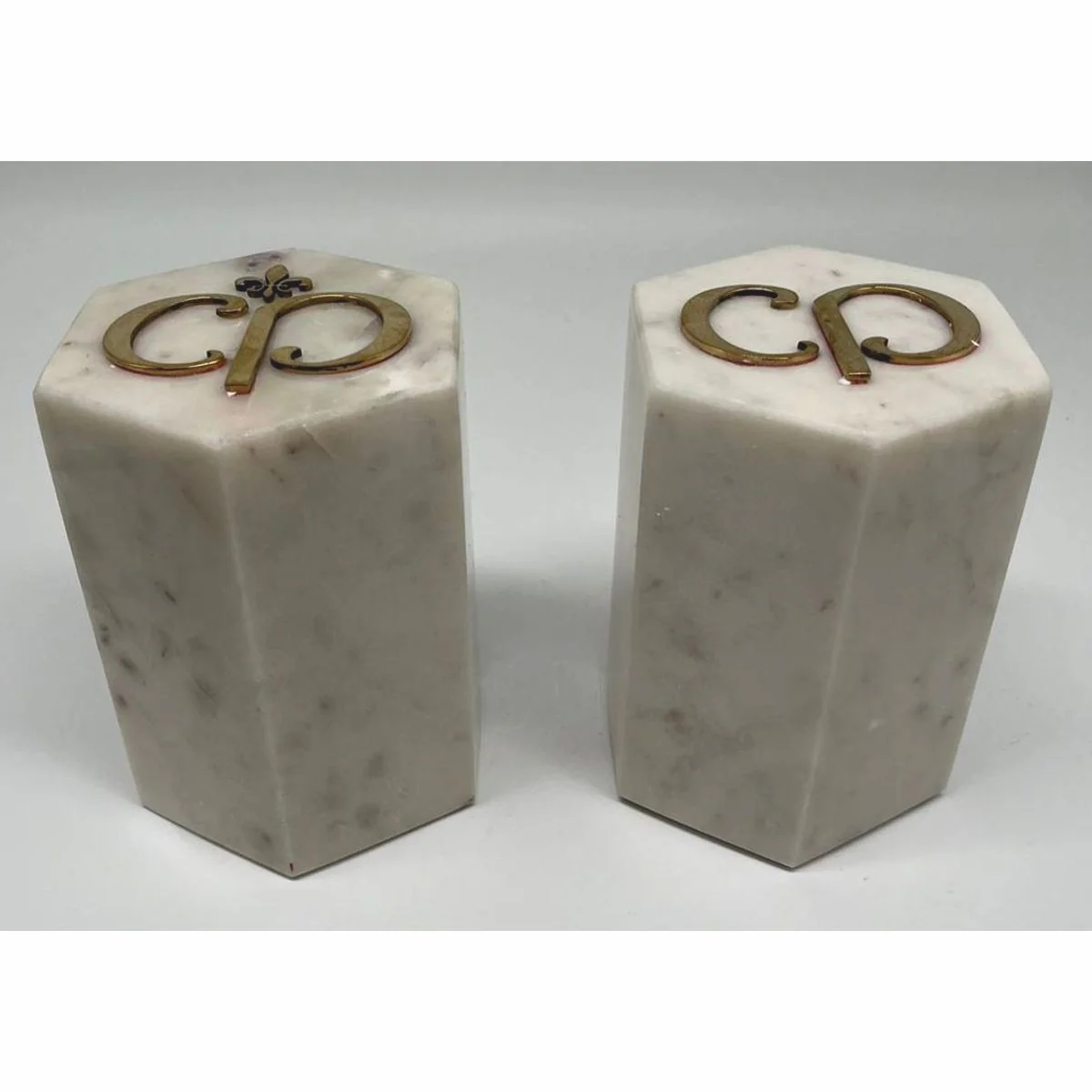 Luxury marble decorative bookends set white / gold