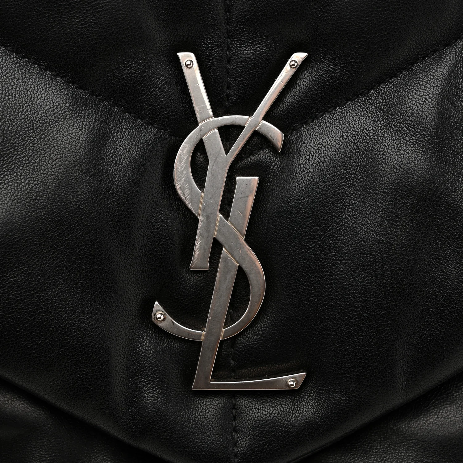 Lambskin Quilted Medium Loulou Puffer Monogram Chain Satchel Black - Top Club