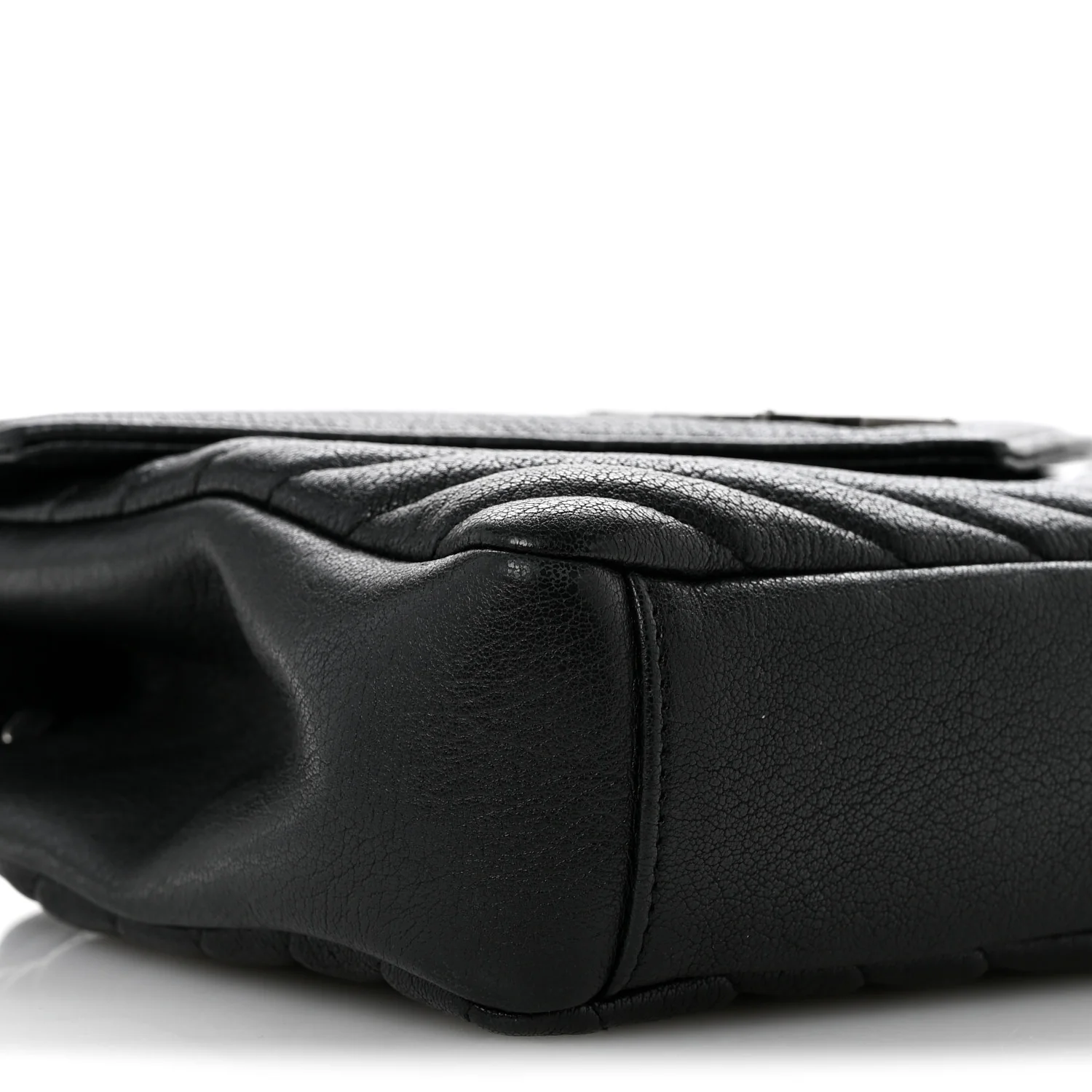 Sheepskin Matelasse Chevron Monogram Medium College Bag Black - Top Club