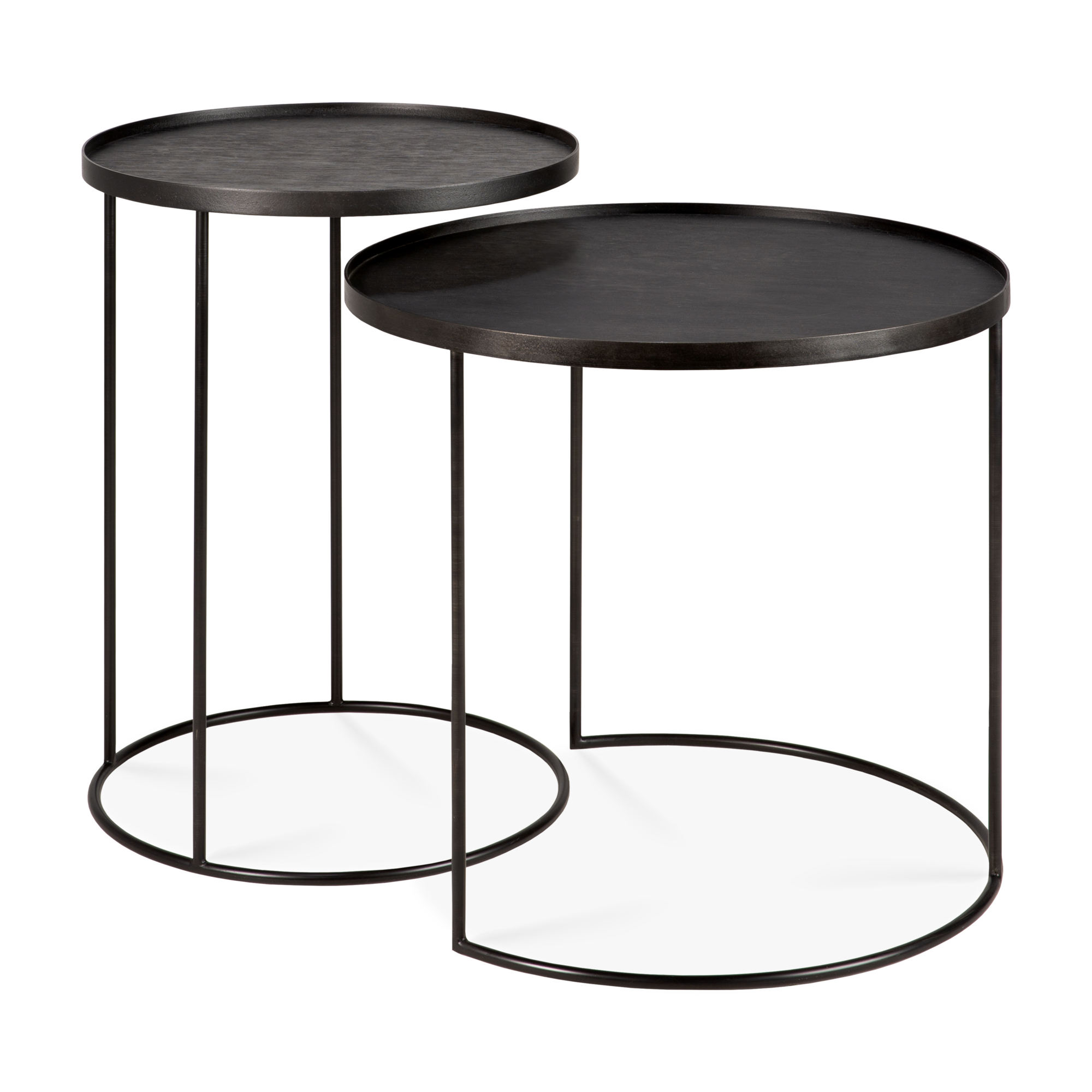 Ethnicraft - Round tray side table - set van 2