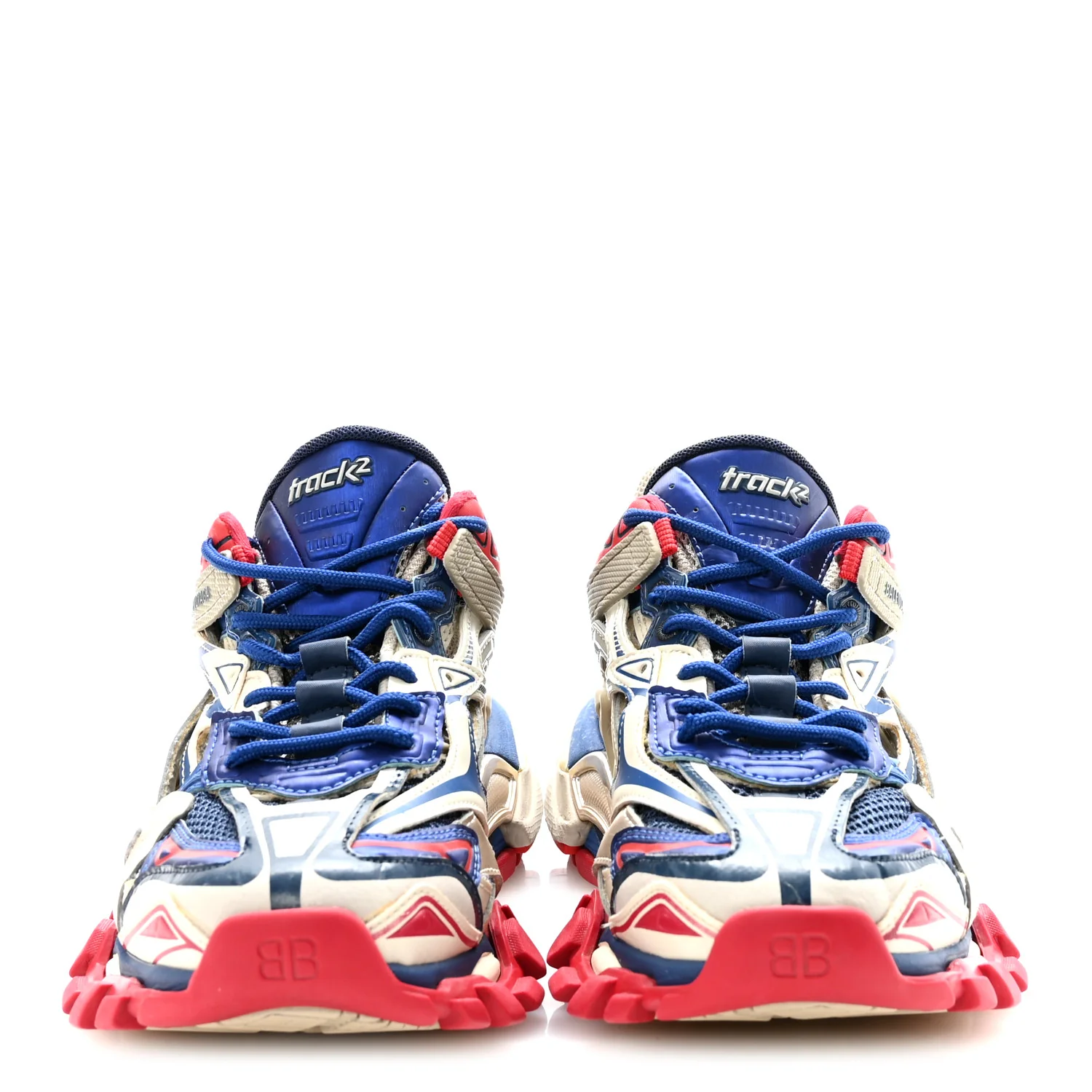 Rubber Mesh Bi-Color Womens Track.2 Open Sneakers 39 Beige Blue Red - Top Club