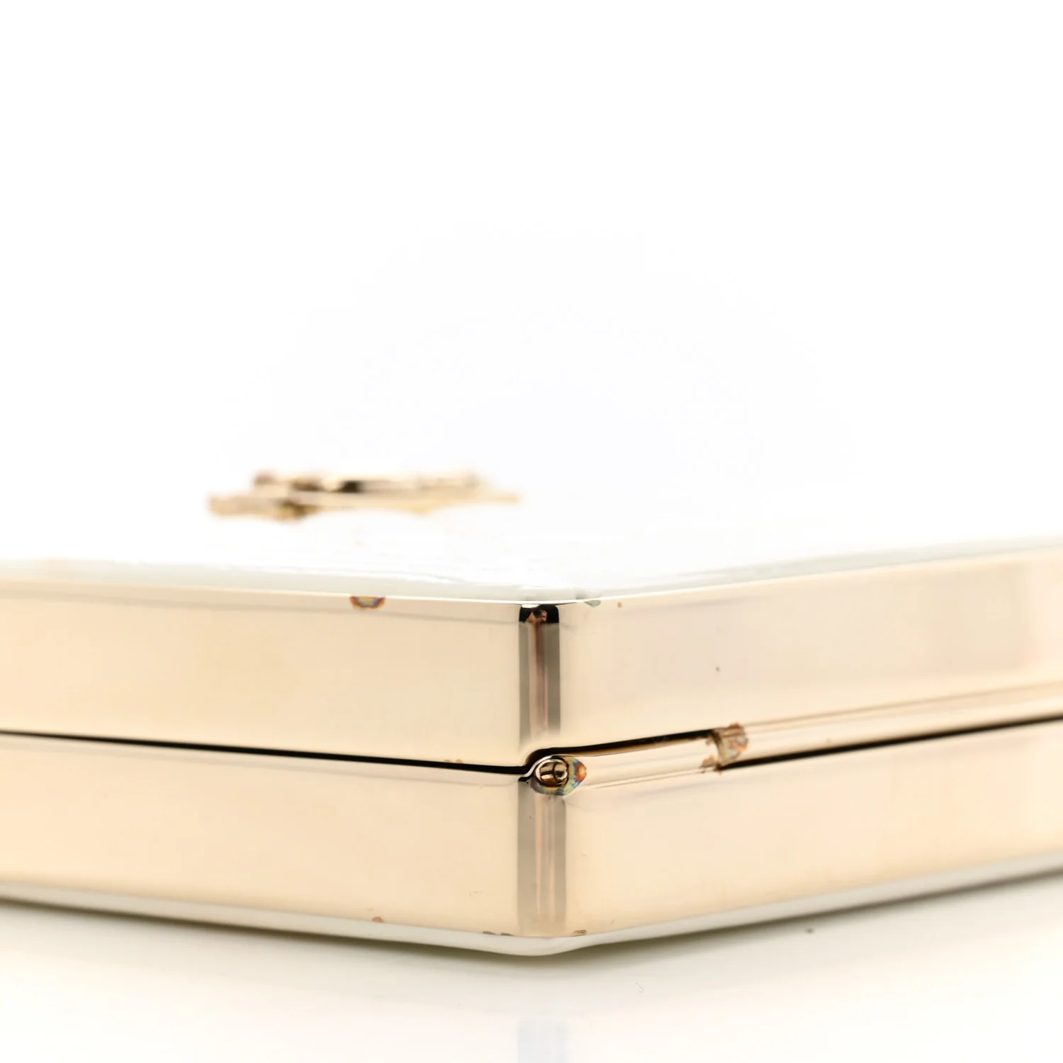 Patent Calfskin Boy Minaudiere White - Top Club
