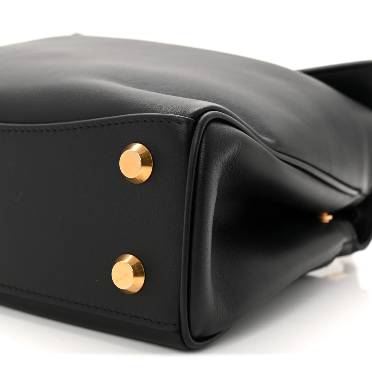 Natural Smooth Calfskin Mini Rodeo Top Handle Handbag Black - Top Club