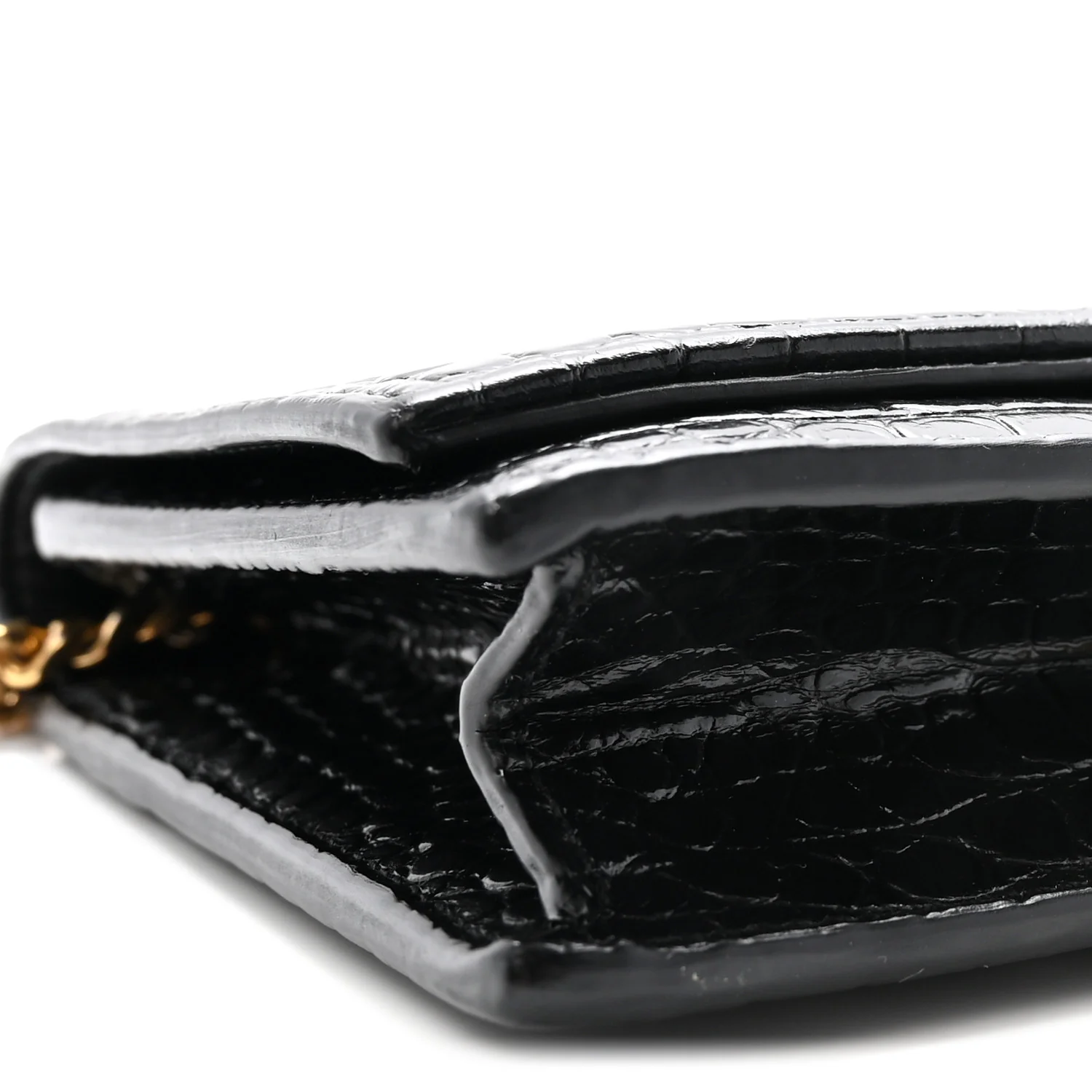 Calfskin Crocodile Embossed Kate Monogram Tassel Chain Wallet Black - Top Club