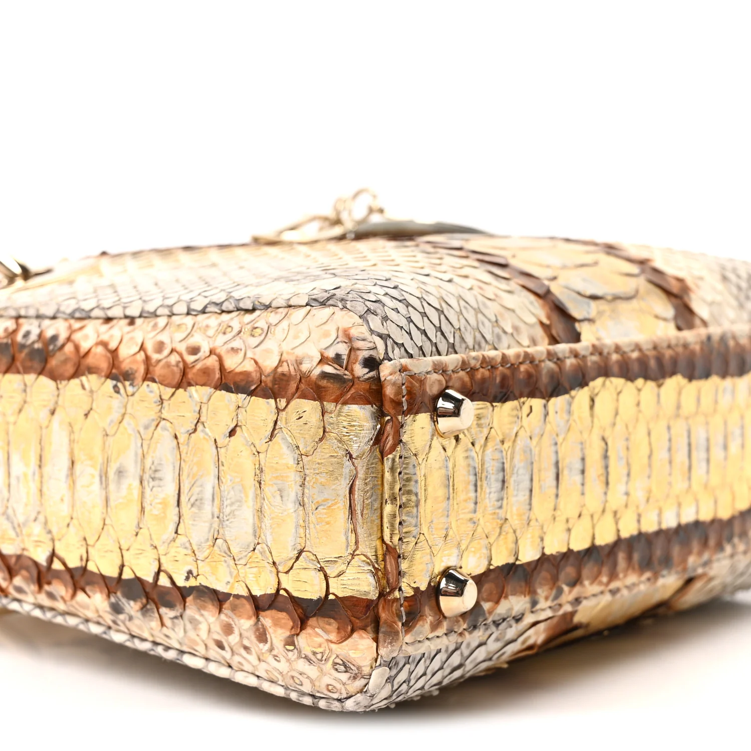 Snakeskin Mini Lady Dior Beige Gold - Top Club