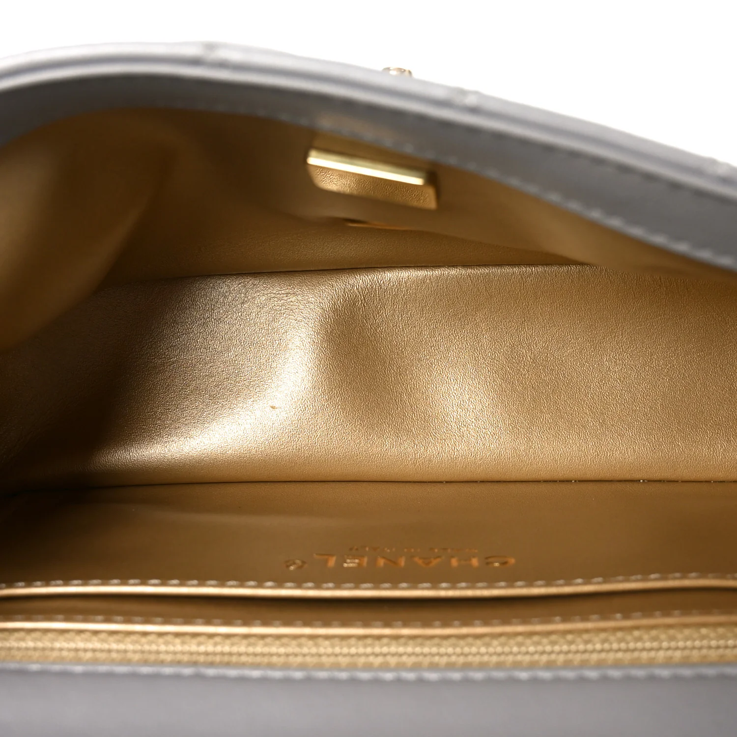 Lambskin Quilted Mini Rectangular Pearl Crush Flap Grey - Top Club