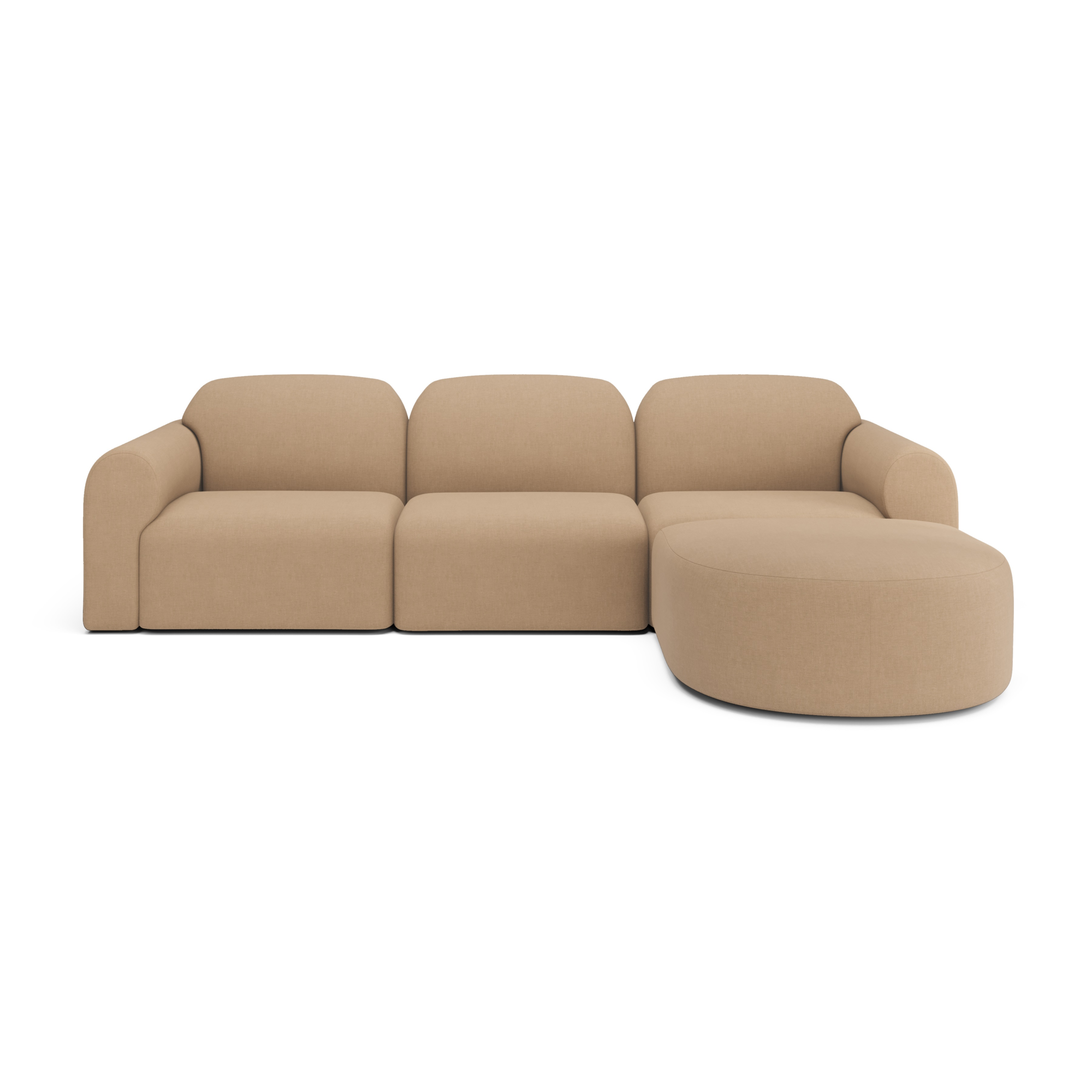 3-zitsbank Bulky met hocker rond - light sepia