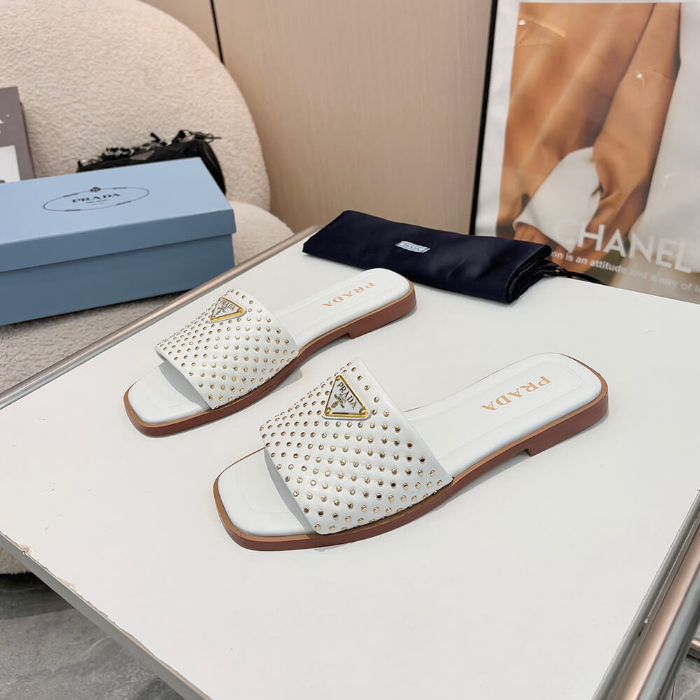 Prada Nappa leather slides with studs - Top Club