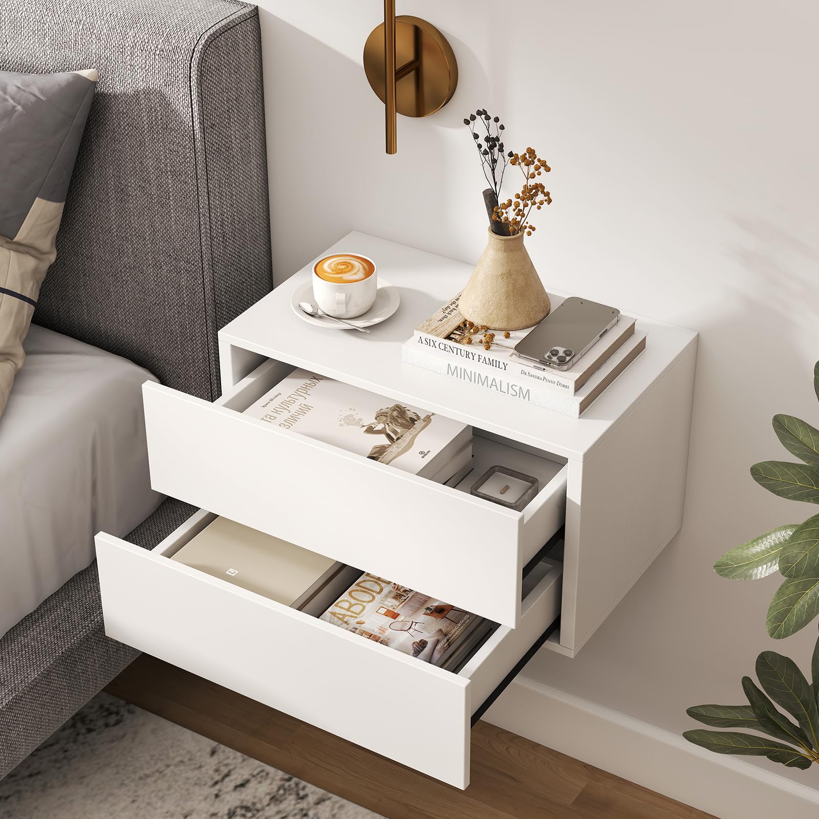 BEFOUNDLOVELY Floating Nightstand Wall Mounted Night Stand(16.5