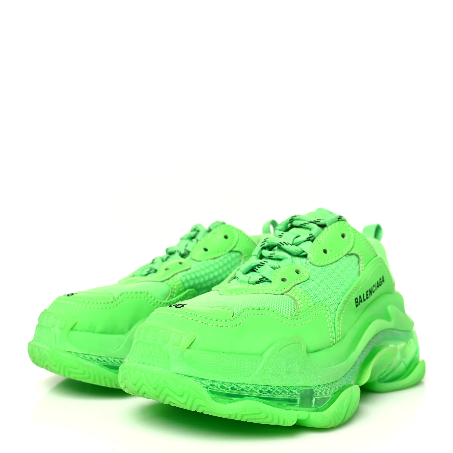 Fabric Mesh Clear Sole Womens Triple S Sneakers 36 Fluo Green - Top Club