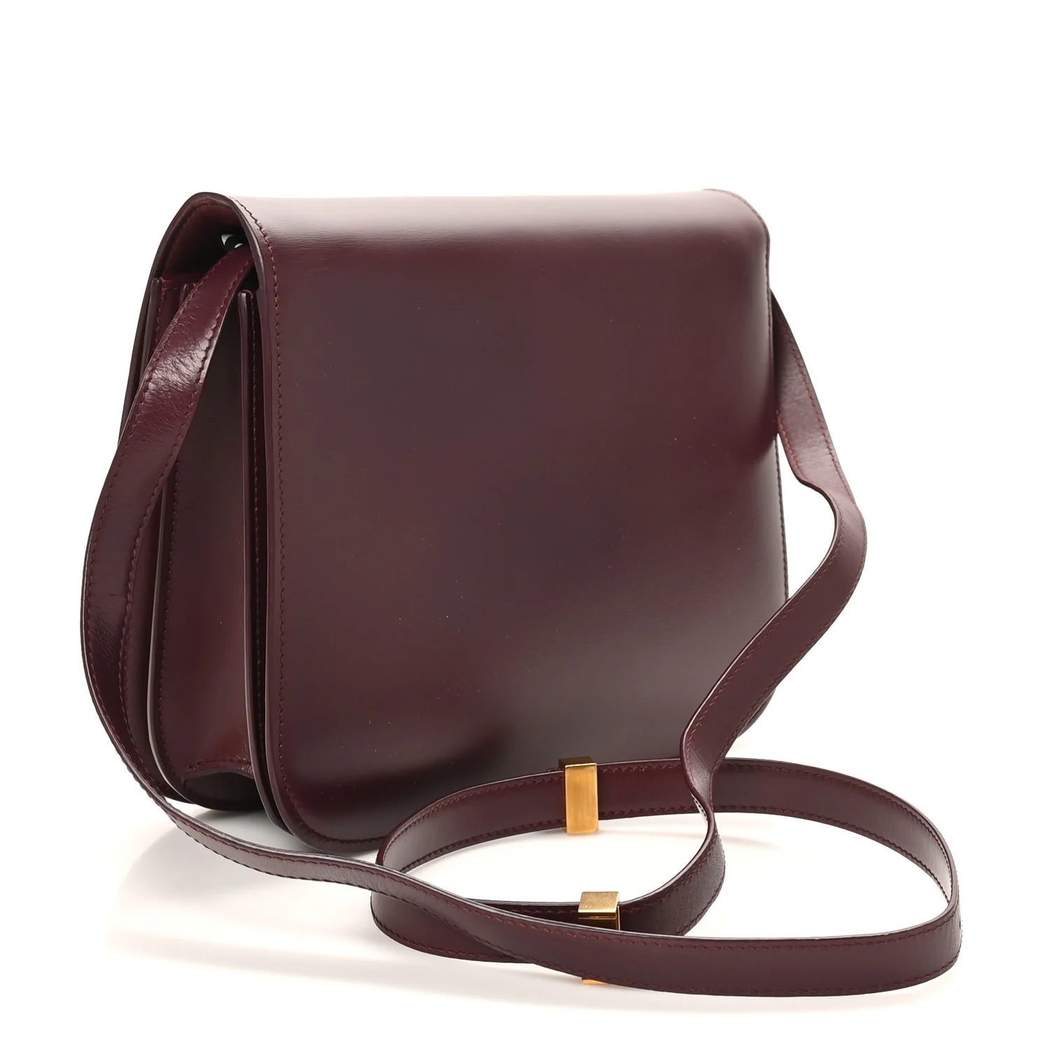 Box Calfskin Medium Classic Box Flap Bag Burgundy - Top Club