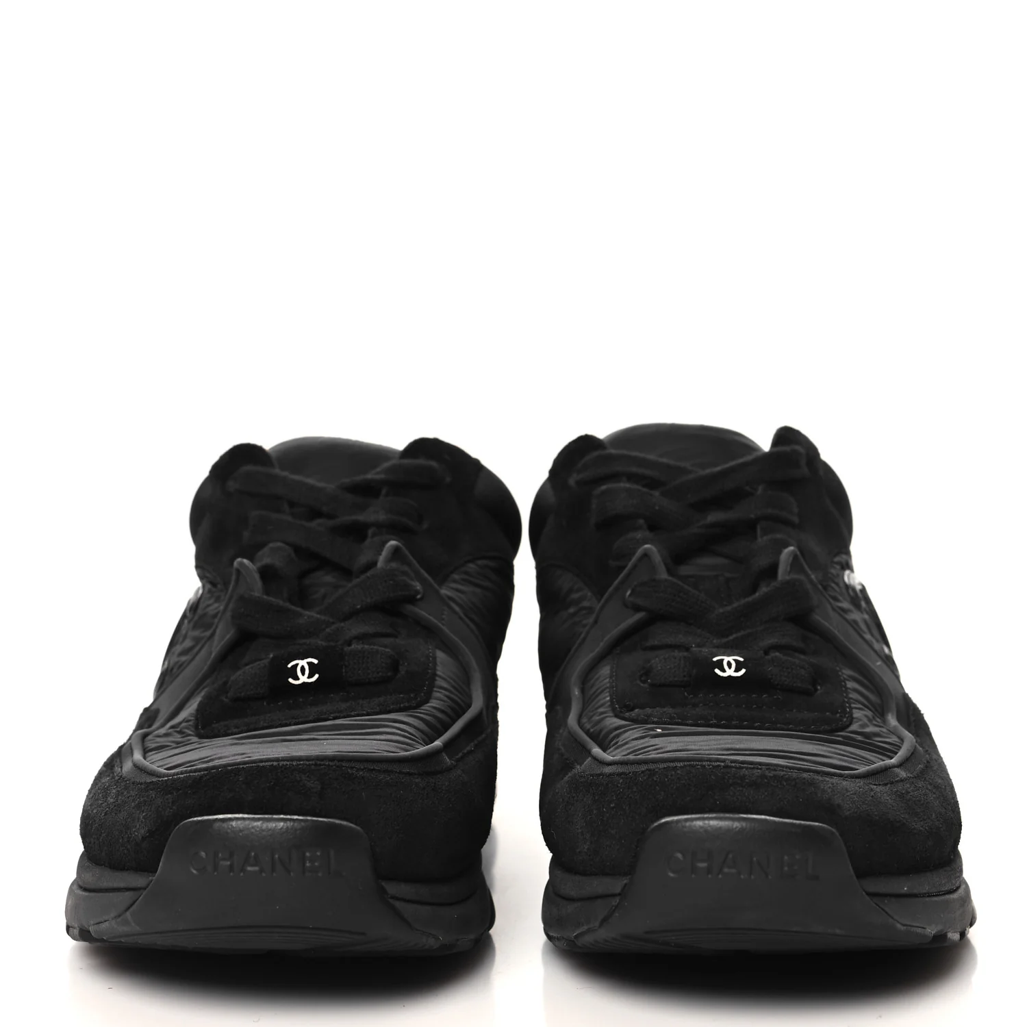 Nylon Calfskin Suede CC Sneakers 39 Black - Top Club