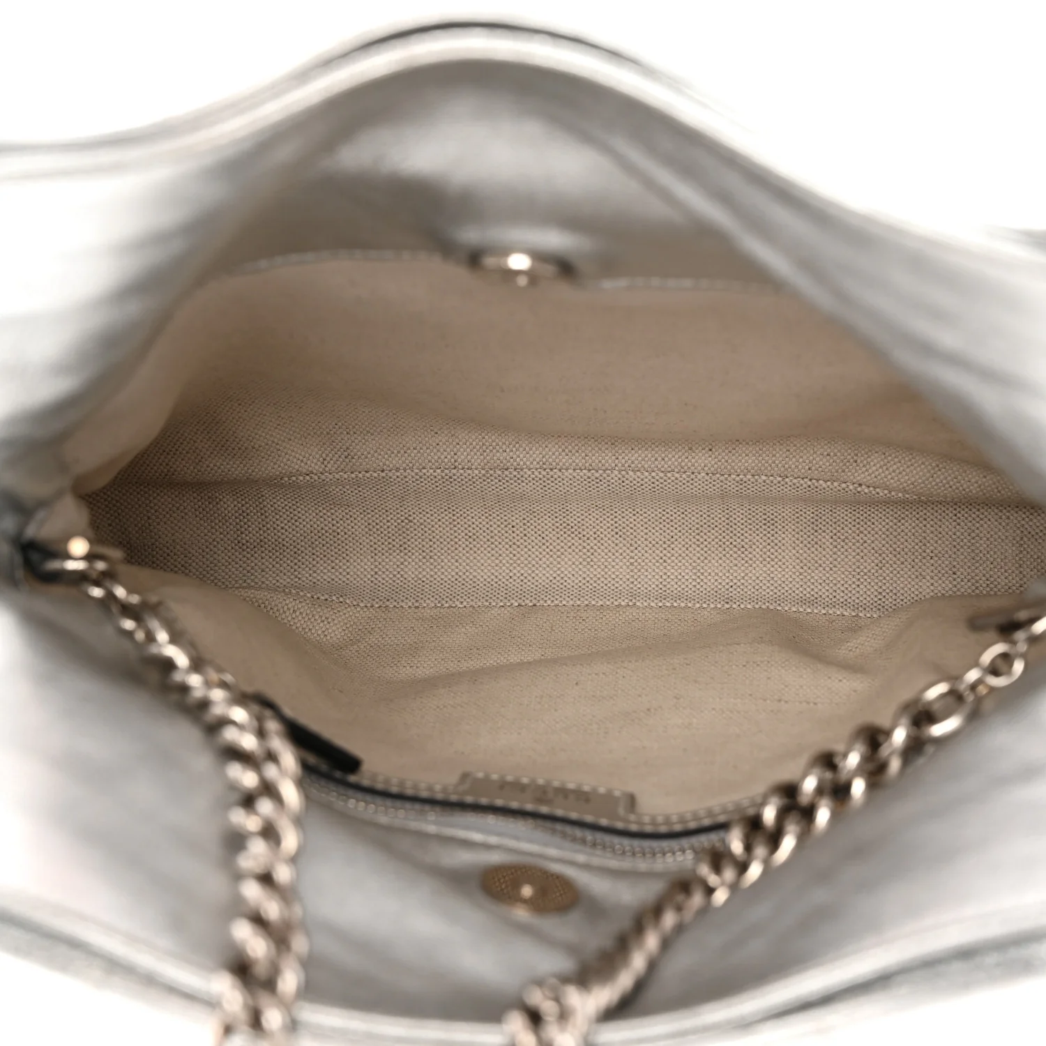 Sakai Be Green Calfskin Diagonal Stitched Small Blondie Tote Silver - Top Club