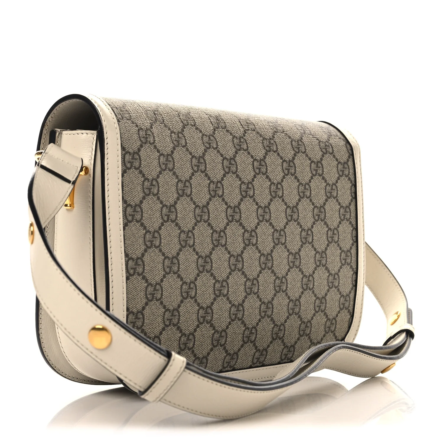 GG Supreme Monogram Horsebit 1955 Shoulder Bag Beige Mystic White