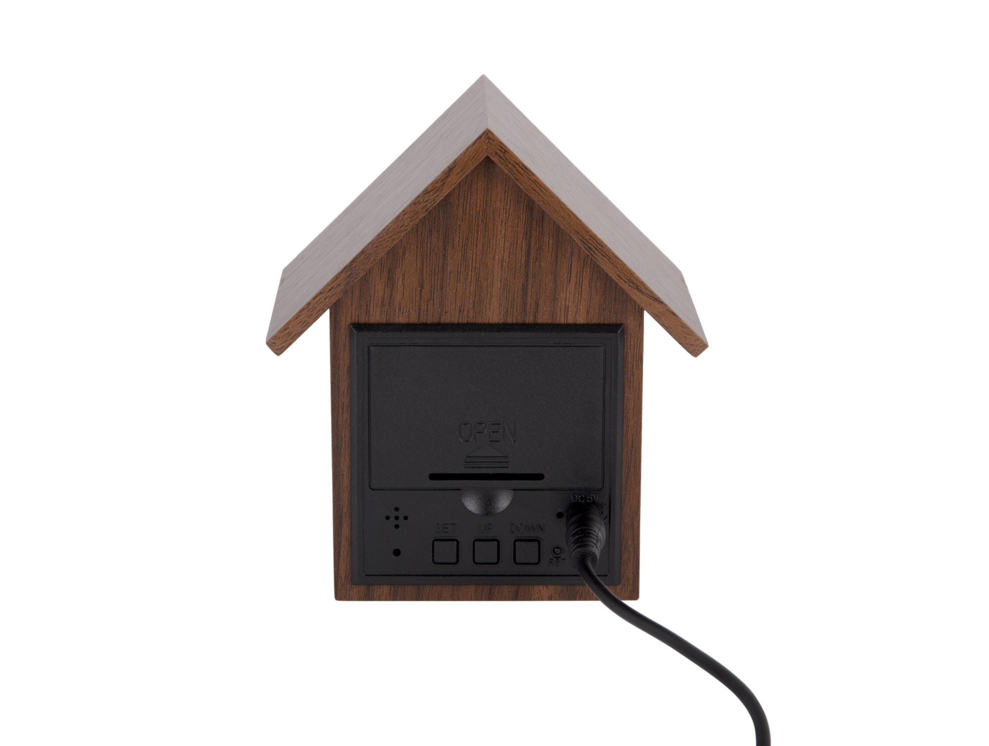 Alarm clock House LED dark wood veneer