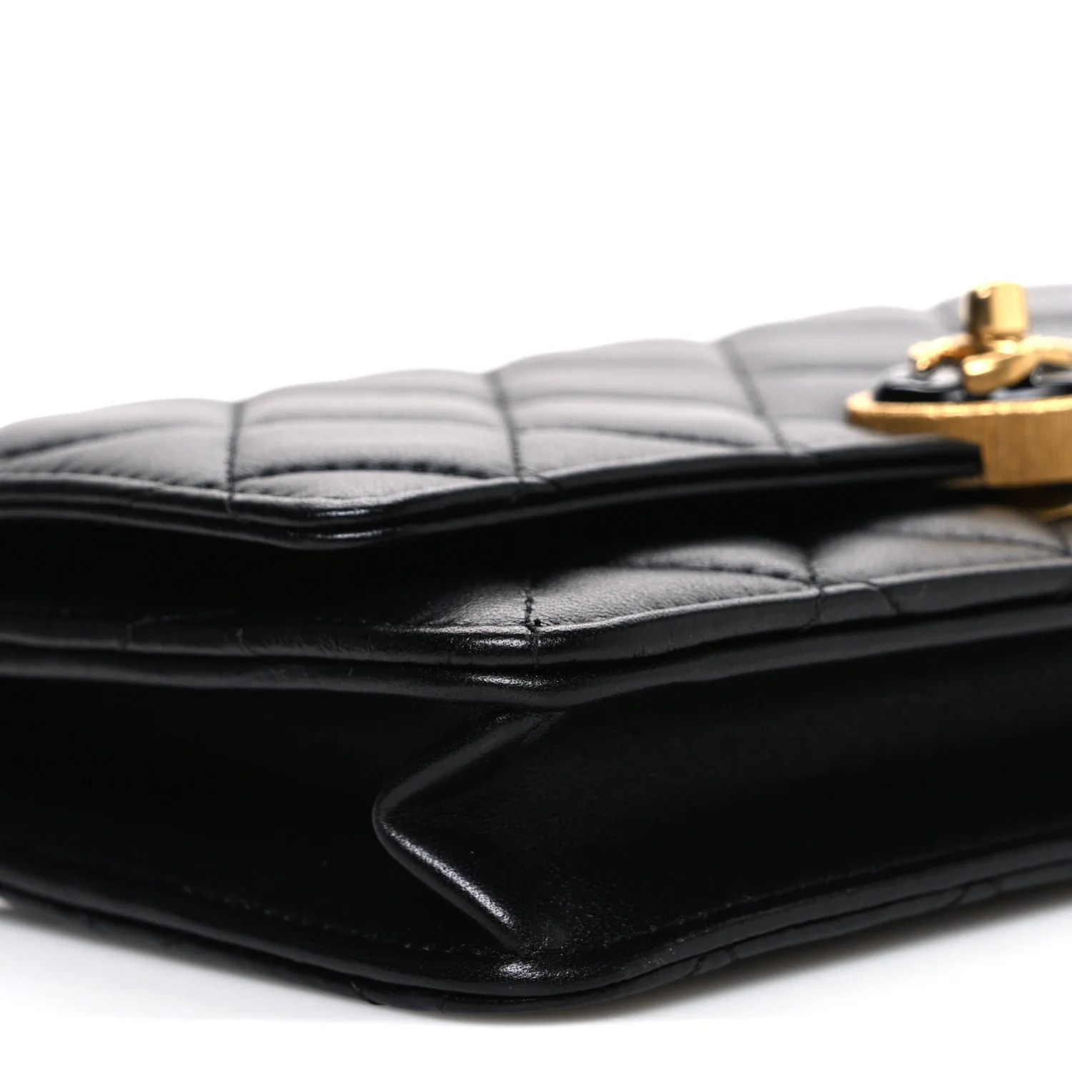Lambskin Plexiglass Quilted Coco Love Wallet On Chain WOC Black - Top Club