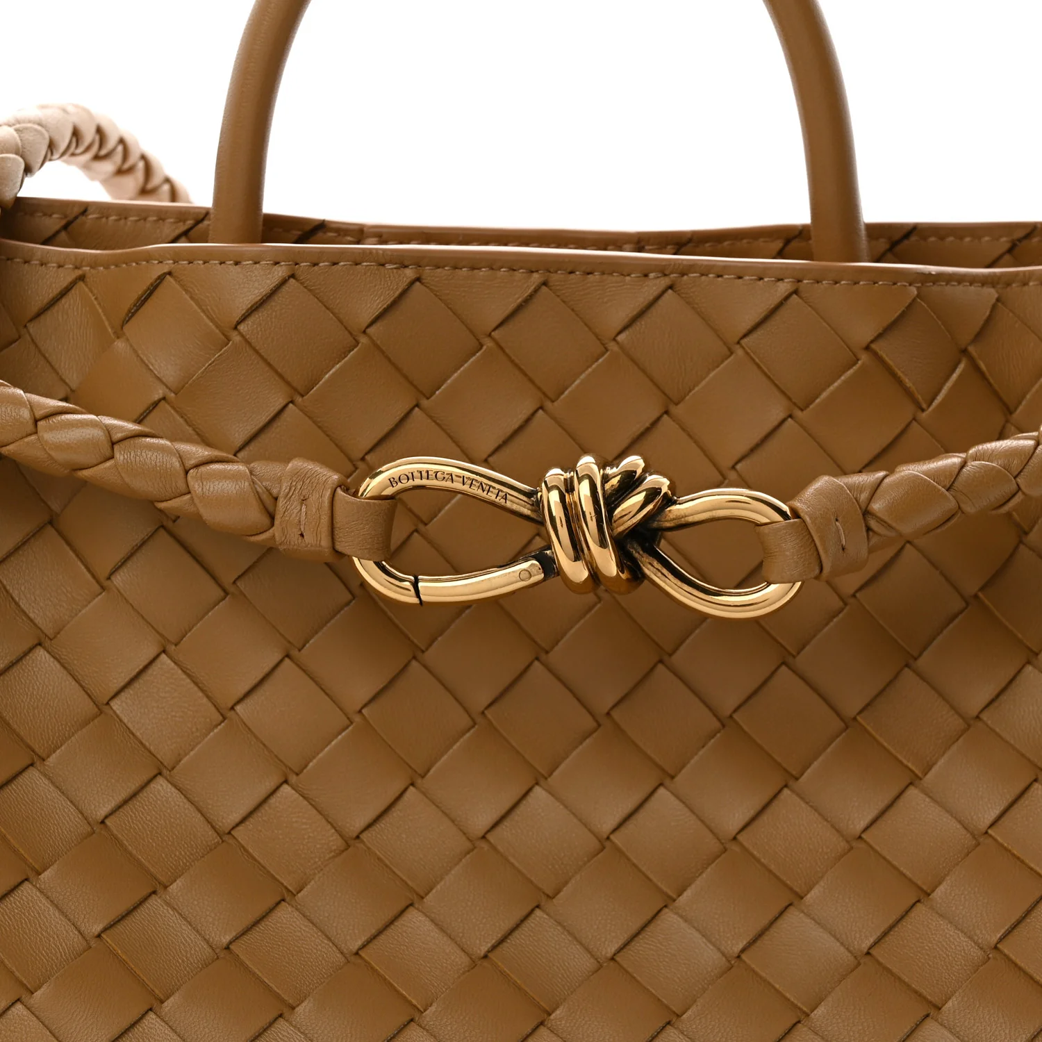 Nappa Intrecciato Medium Andiamo Shoulder Bag Dark Praline - Top Club