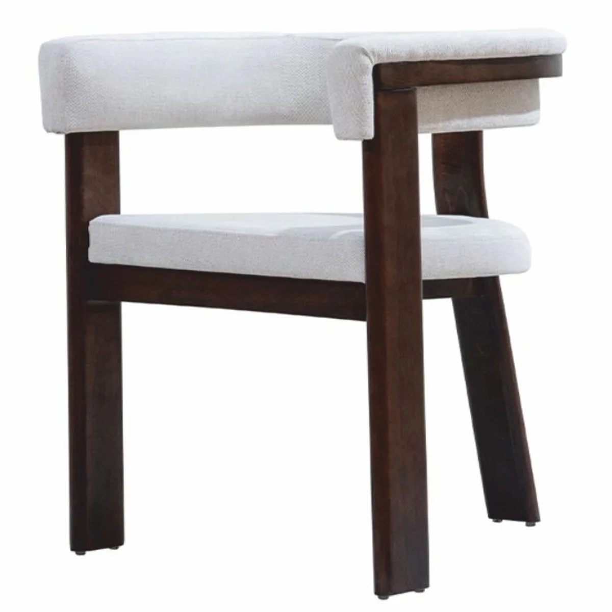 Luxury dining room chair with armrests white / dark brown - dining room furniture