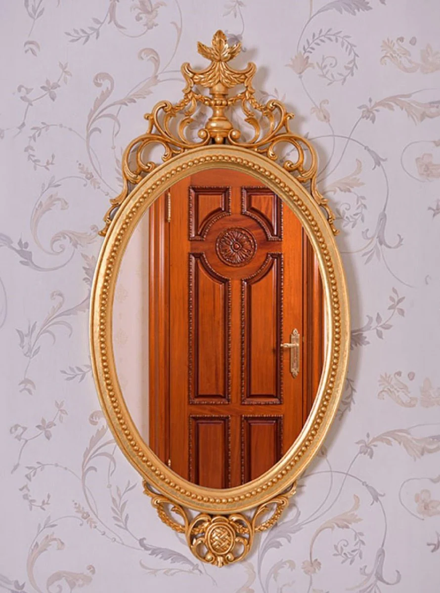 Luxury Baroque Mirror Gold H. 102 cm - Oval Baroque Style Wall Mirror - Made in Italy