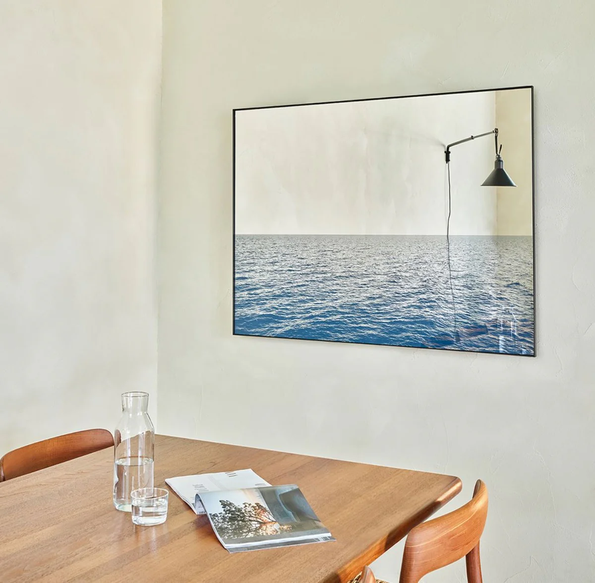 Luxury wall mirror sea blue / black 120 x 2 x H. 90 cm - Rectangular mirror with metal frame - Luxury furniture