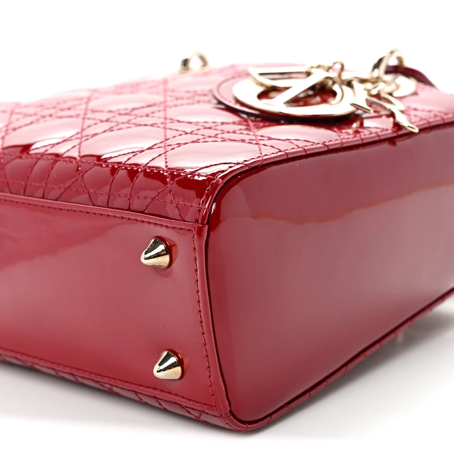 Patent Cannage Small Lady Dior Cherry Red - Top Club