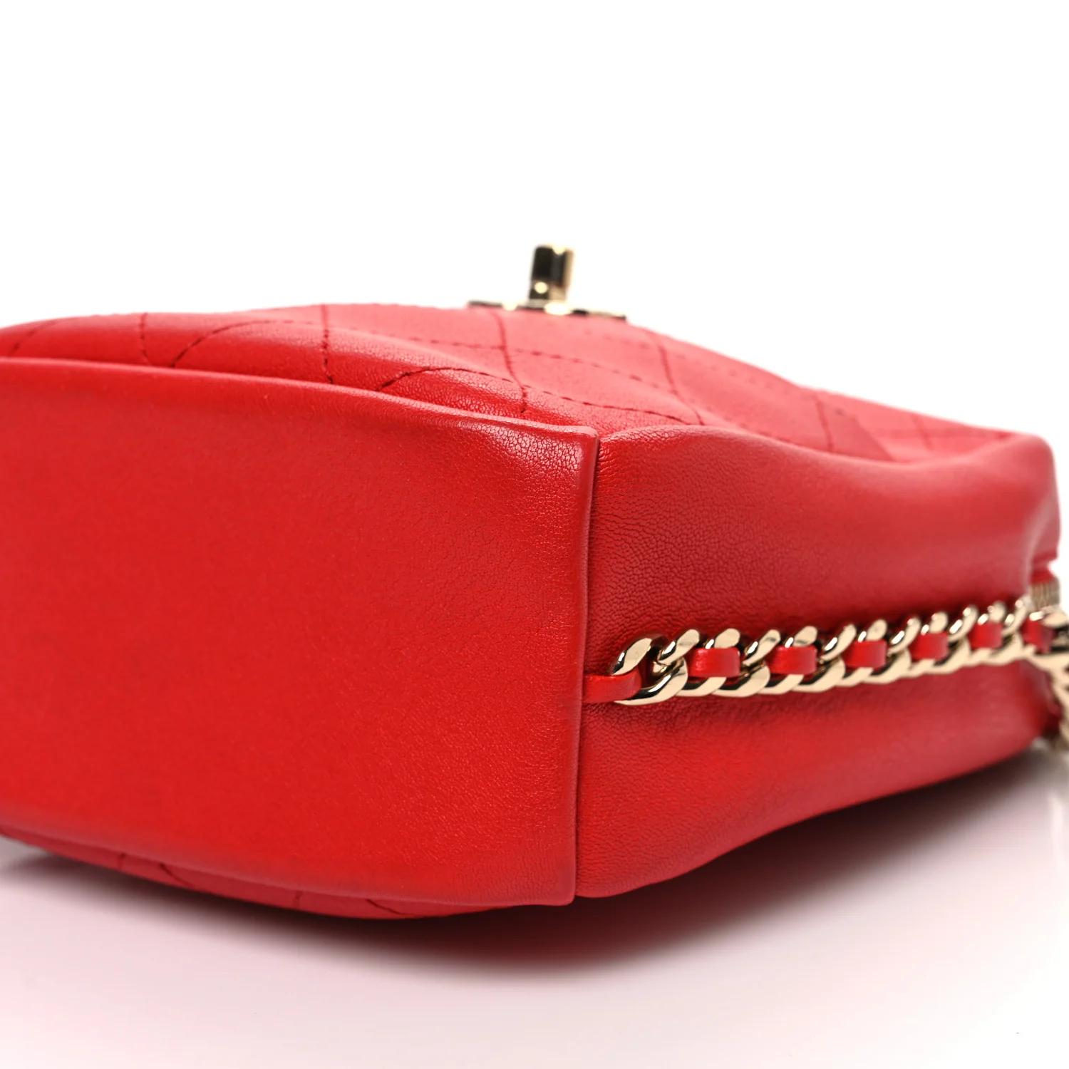 Goatskin Stitched Casual Trip North South Camera Case Red - Top Club