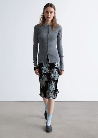 & Other Stories RIB-KNIT MERINO WOOL CARDIGAN