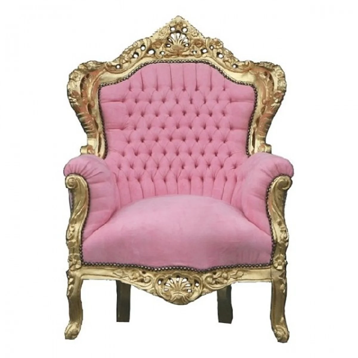 Baroque Armchair King Pink/Gold - Furniture Antique Style