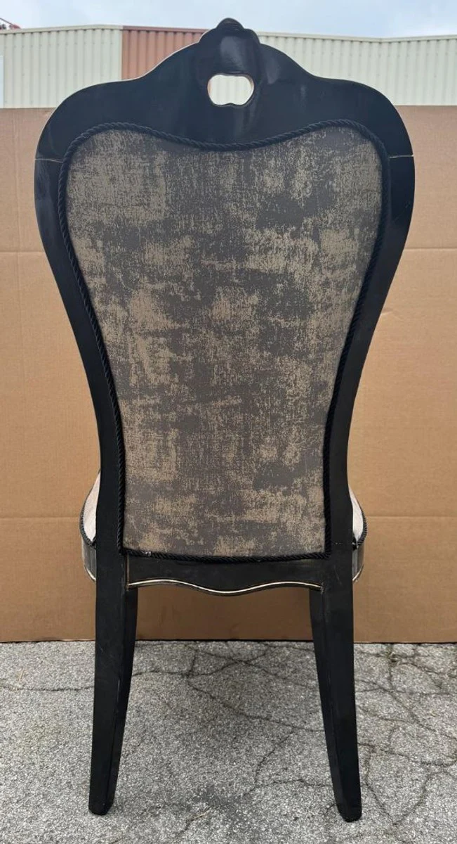 Luxury Baroque Dining Room Chair Gray / Black / Gold H. 109 cm - Baroque Furniture
