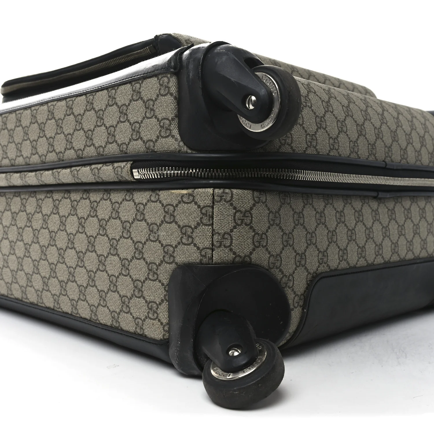 GG Supreme Monogram Four Wheel Suitcase Black - Top Club