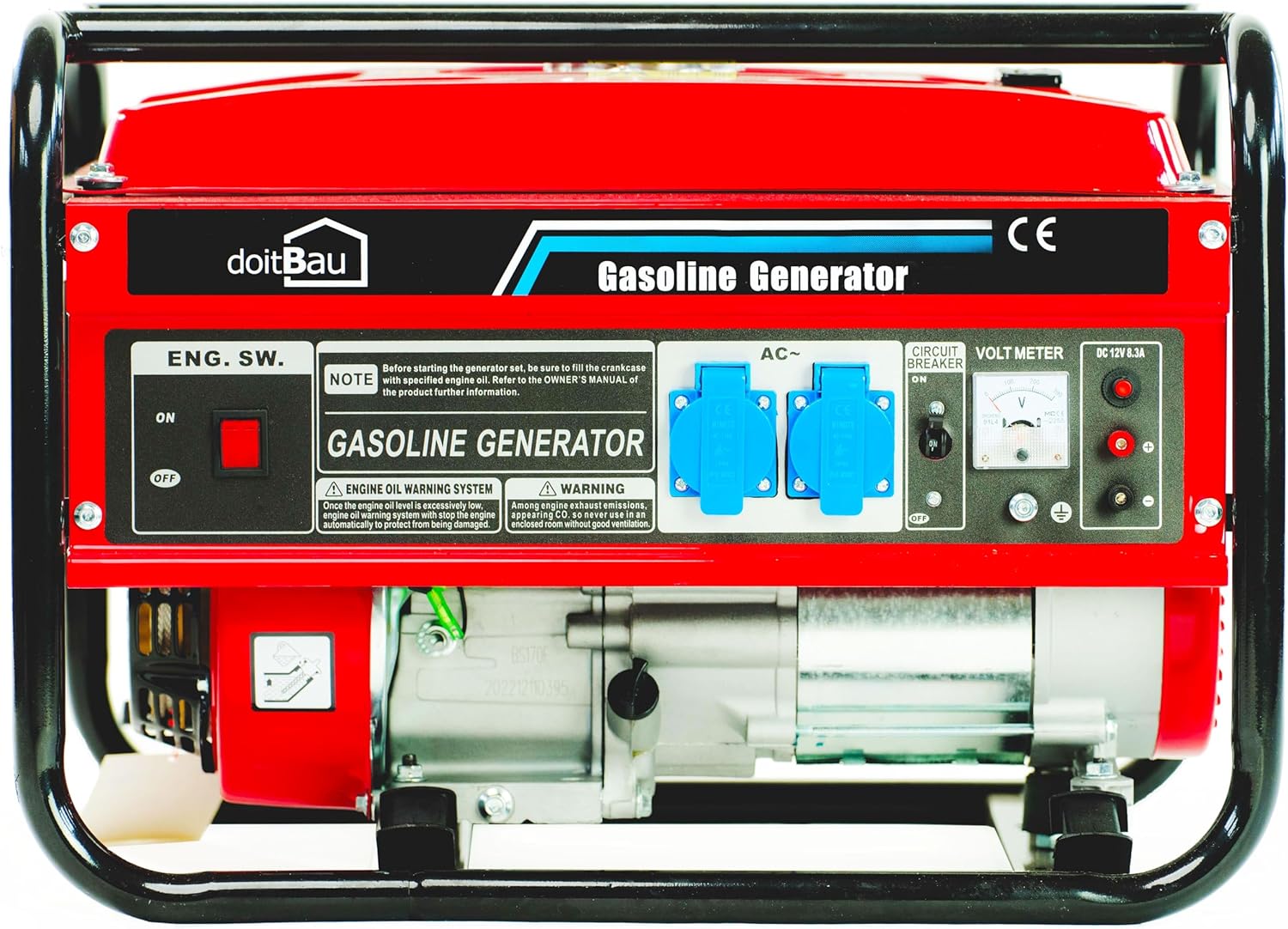 Generatore di corrente a benzina da 3000 W, motore a 4 tempi, serbatoio da 15 l, durata 10 ore, ideale per cantieri, campeggio e elettricità di emergenza