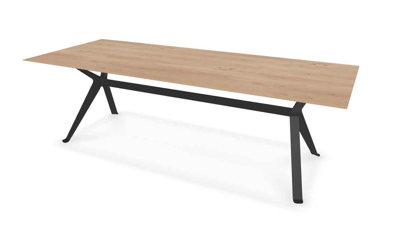 They & Me eettafel Chat recht met afgeronde hoeken - eikenrustiek bianco olie - onderstel TM100 antraciet 240 x 100 x 75 | Eiken Rustiek Bianco Olie | Verjongde Rand | Frame TM100 Antraciet