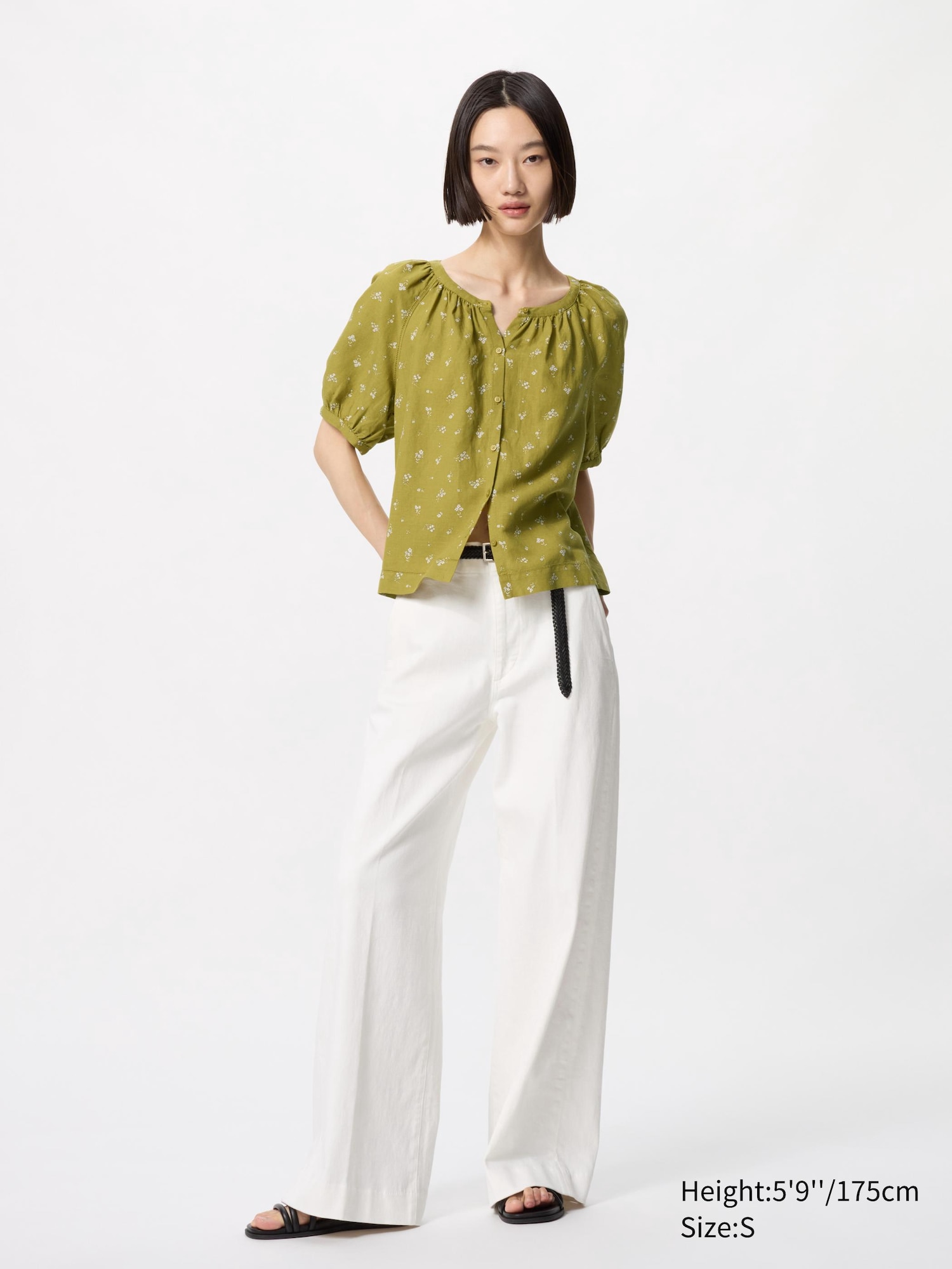 Linen Blend Volume Sleeve Blouse