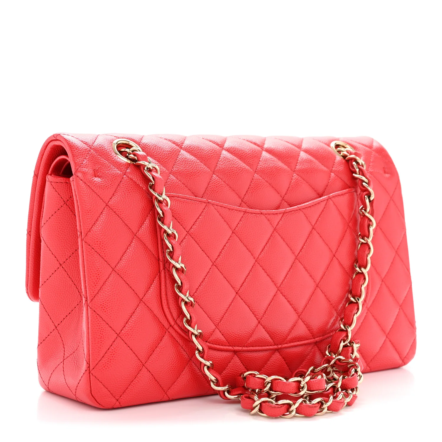 Caviar Quilted Medium Double Flap Red - Top Club