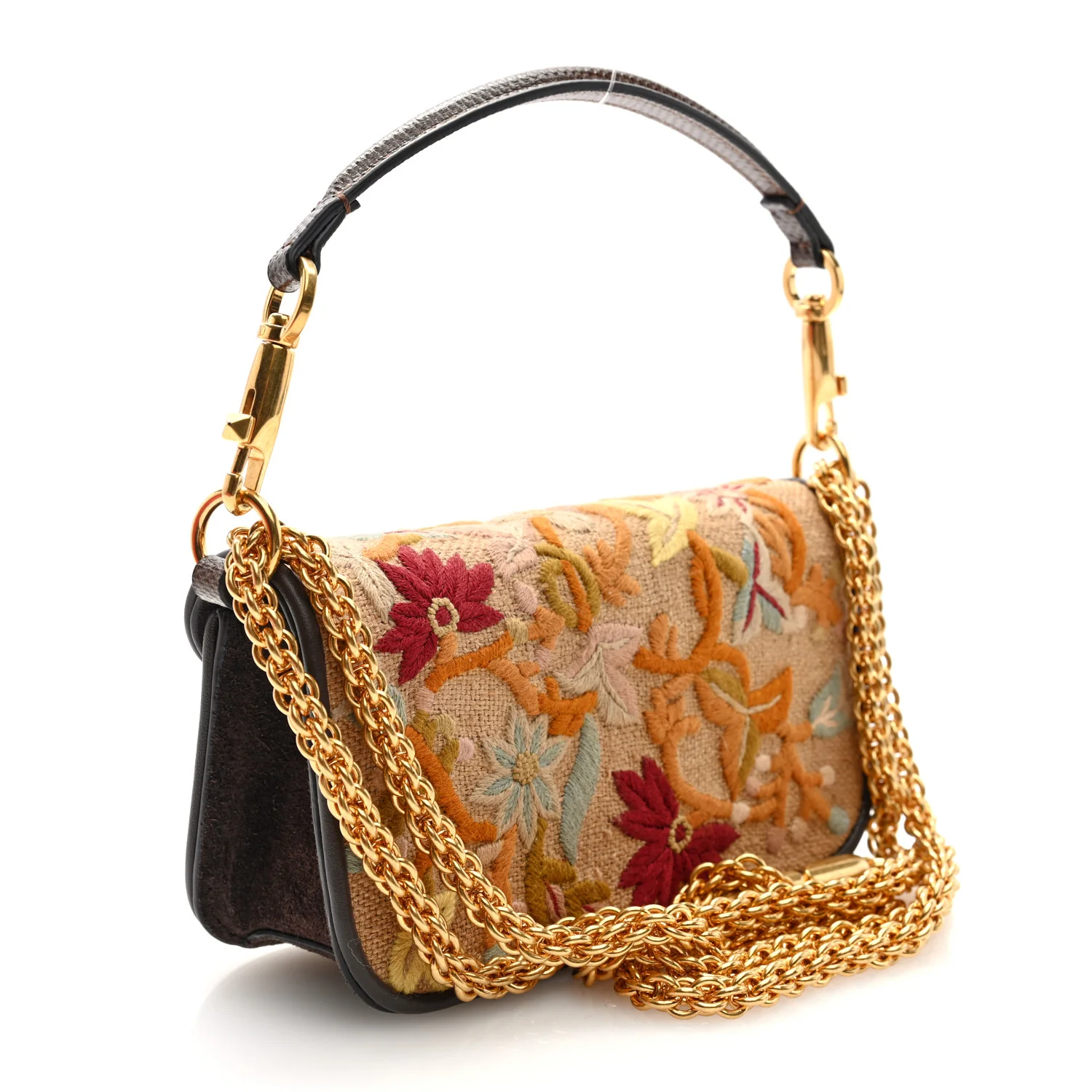 Fabric Karung Crystal Embroidered Vlogo Small Loco Shoulder Bag Multicolor - Top Club