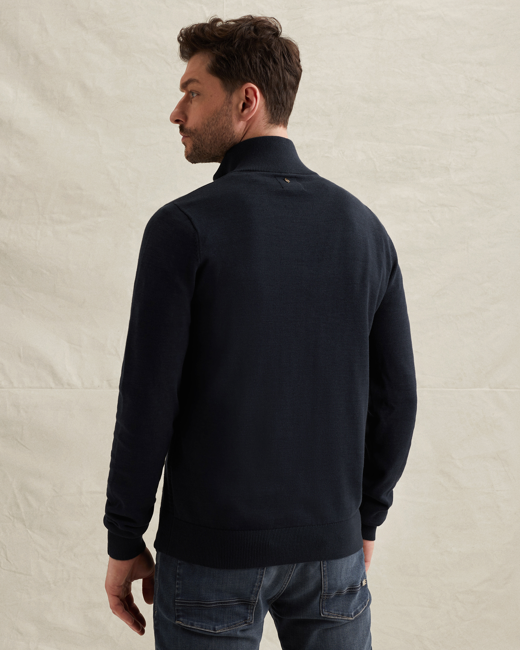 Pullover in cotton/modal with half-zipx